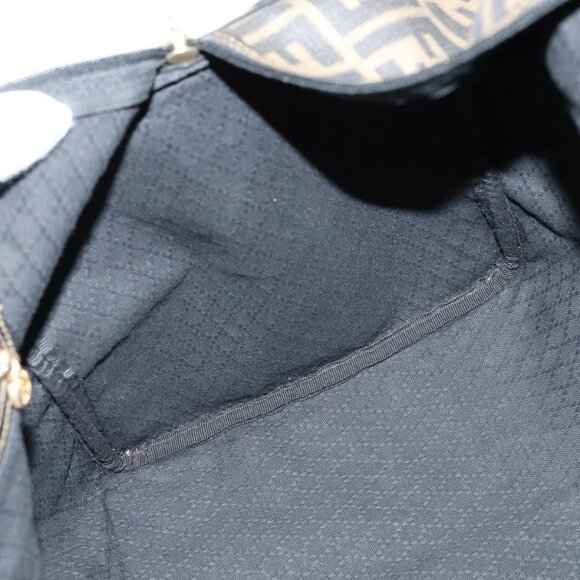 FENDI Zucca Canvas Boston Bag PVC Black Brown gold Auth 142675 - Picture 12 of 16
